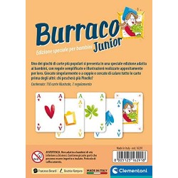 Clementoni- Carte da Gioco-Burraco Junior-Made in Italy-Giochi per Tutta la Famiglia (Versione in Italiano), 7 Anni+, 16291