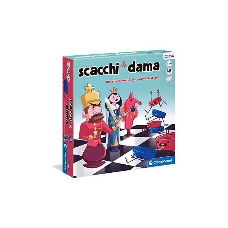 Clementoni- Gioco da Tavolo-Dama e Scacchi per Bambini-(Versione