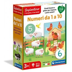 Clementoni Sapientino Numeri da 1 a 10 Gioco educativo 3 Anni (Versione in Italiano), Cartone 100% Riciclato, Play for Future Ma