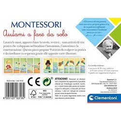 Clementoni Carte Aiutami a Fare da Solo Montessori 2 anni (versione in italiano), gioco educativo-Made in Italy, Multicolore, 16