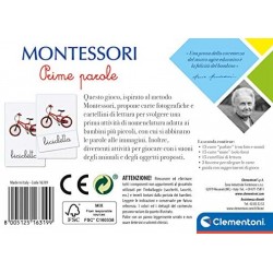 Clementoni Carte Prime Parole Montessori 2 Anni (Versione in Italiano), Gioco educativo-Made in Italy, Multicolore, 16319