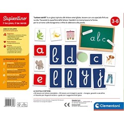 Clementoni- Sapientino Lettere tattili Montessori 3 Anni, Gioco educativo per Imparare l alfabeto, Sviluppo linguaggio-Made in I