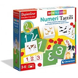 Clementoni- Sapientino tattili Montessori 3 Anni, Gioco educativo per Imparare i Numeri e a contare, Sviluppo linguaggio-Made in