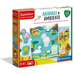 Clementoni Sapientino-Animali e Ambienti, flashcard-Gioco educativo 2 Anni-Materiali 100% riciclati-Play for Future-Made in Ital