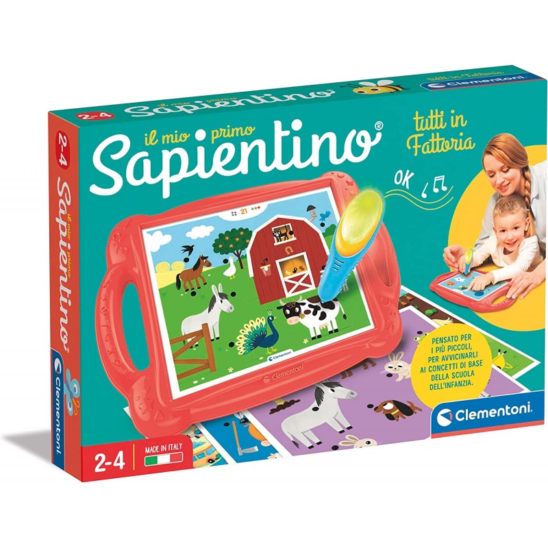 Clementoni - Sapientino - Il Mio Primo Sapientino Fattoria - banchetto con 24 schede attività, sapientino penna interattiva (bat