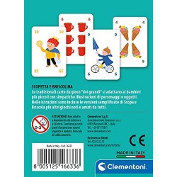 Clementoni - 16633 - Scopetta e briscolina - mazzo di carte, carte da gioco bambini 5 anni+, gioco da tavolo, gioco di società p