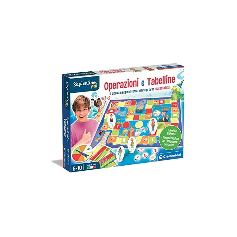 Clementoni Sapientino-Operazioni, Gioco educativo 6 Anni per Imparare i Numeri-tabelline per Bambini-Made in Italy, Multicolore,