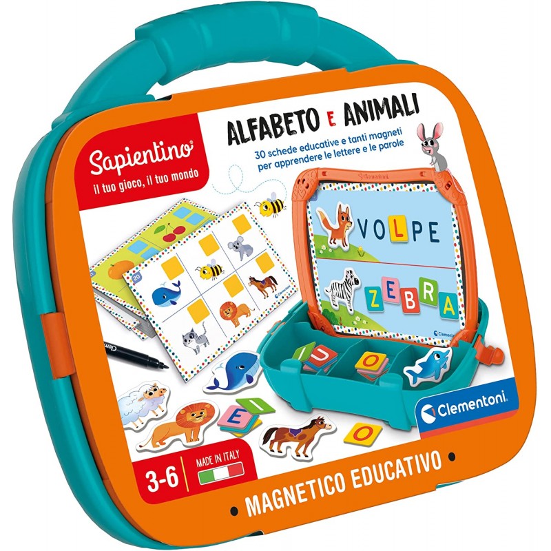 Clementoni - Sapientino - Valigetta magnetica Alfabeto e Animali - gioco educativo per imparare lettere e nomi di animali - CL16