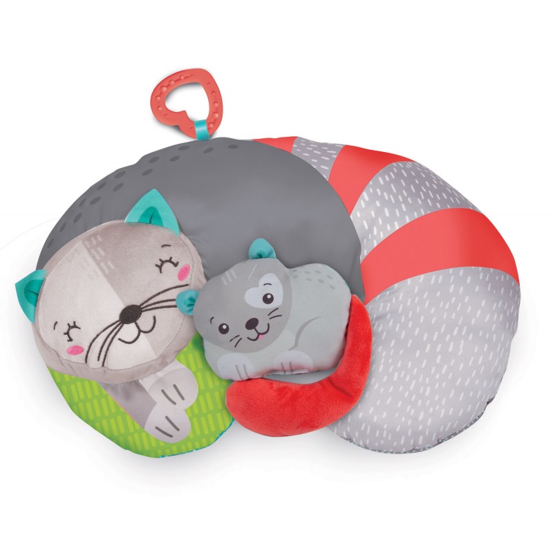 clementoni clementoni-17278-baby for you-kitty cat tummy time pillow, gioco primi mesi, multicolore, 17278