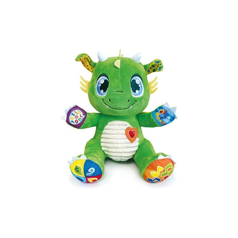 Clementoni- Dragon Interactive Plush-Peluche educativo Suoni e luci (Versione in Italiano), 6 Mesi+, 17392