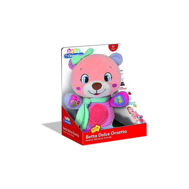 Clementoni- Betta Dolce Orsetto Peluche parlante interattivo-Gioco educativo Prima Infanzia, 6 Mesi+, 17399