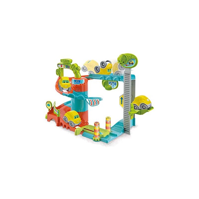 Clementoni- Fun Garage Baby Track-playset macchinine-Made in Italy-Play for Future, 18 Mesi+, 17404