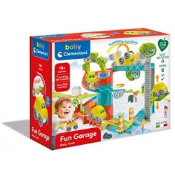 Clementoni- Fun Garage Baby Track-playset macchinine-Made in Italy-Play for Future, 18 Mesi+, 17404
