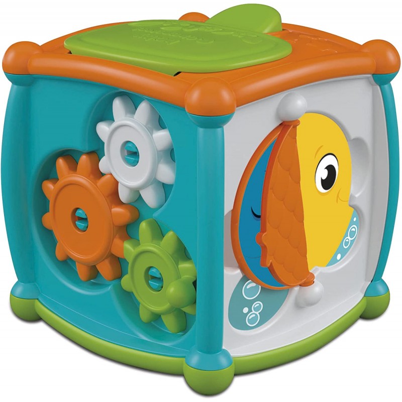 Clementoni - Cubo attività - Gioco Bambini 10 Mesi, Gioco Cucù - cubo multiattività Ecologico, in plastica Riciclata - CL17672