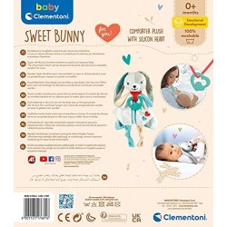 Clementoni- Sweet Bunny, Copertina Comforter-Peluche doudou-Gioco Prima Infanzia-Giocattolo Prime attività-Pupazzo Neonato 100% 