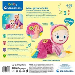 Clementoni- Alice Gattona e Canta, Peluche interattivo parlante, canzoncine e filastrocche-Gioco Bambini 6 Mesi, Gattonamento e 