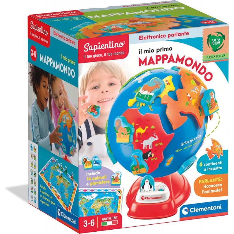 Clementoni - Sapientino - Il Mio Primo Globo Interattivo Parlante (Versione in Italiano), Mappamondo Bambini - CL17730