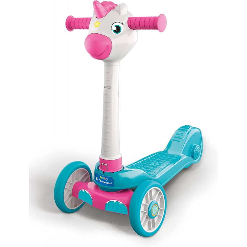 Clementoni - Baby Unicorn Push Scooter-Monopattino Bambina con 3 Ruote,  Gioco da Esterno Ed Interno - CL17749