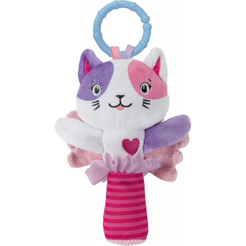 Clementoni - Lovely Cat Rattle Morbido Peluche, Gioco Neonato, Sonaglino Passeggino, Rafforza Le capacità Motorie E Sensoriali, 