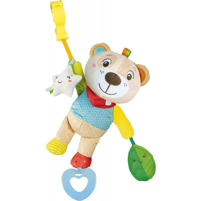 Clementoni - Easy-Peasy Soft Bear-Orsetto Morbido Peluche, Gioco Neonato, Sonaglino Passeggino, Rafforza Le capacità Motorie E S