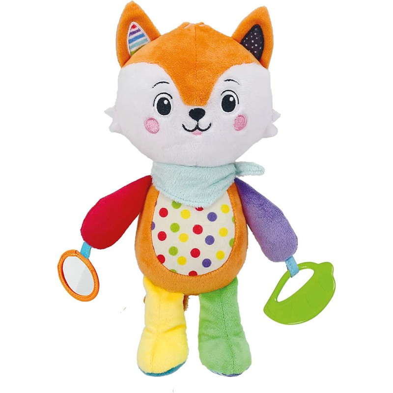 Clementoni - Happy Fox-Peluche Neonato, Giocattolo Bambini 0-36 Mesi-100% Lavabile - CL17792