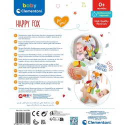 Clementoni - Happy Fox-Peluche Neonato, Giocattolo Bambini 0-36 Mesi-100% Lavabile - CL17792