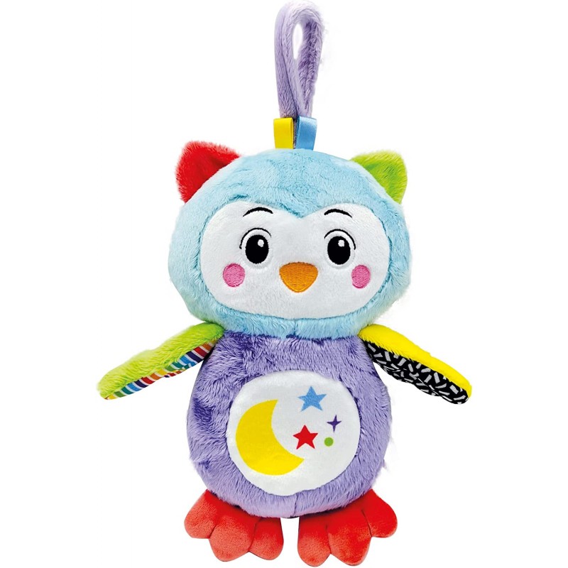 Clementoni - Good Night Owl-Peluche Neonato Interattivo, Luce Notturna, Luci E Suoni, Giocattolo Bambini 0-36 Mesi - CL17801