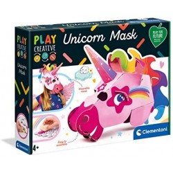 Clementoni - 18579 - Play Creative - Big Mask Unicorn - Made In Italy - Play For Future - Maschera Tridimensionale In Cartone - 