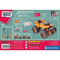 Clementoni- Scienza Build-Buggy e Quad Pull Back, Set di Costruzioni, Laboratorio Meccanica, Gioco scientifico (Versione in Ital