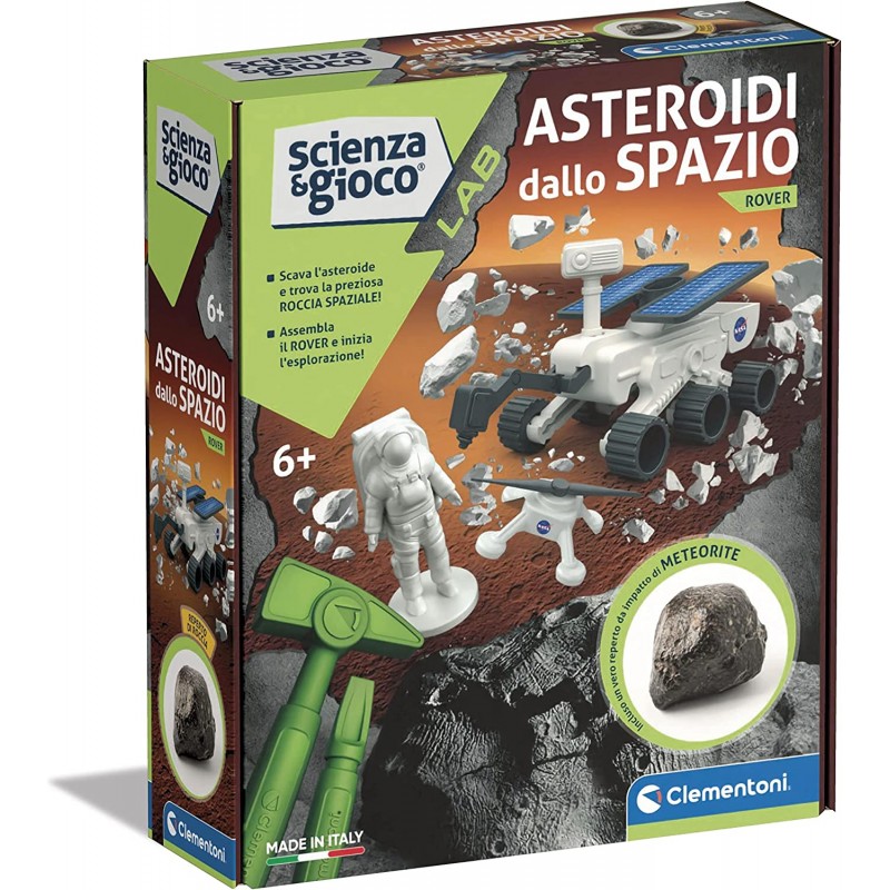 Clementoni - Scienza e Gioco Lab Spazio - Kit esplorazione-asteroide da Scavare, playset Rover Esploratore con Astronauta - CL19