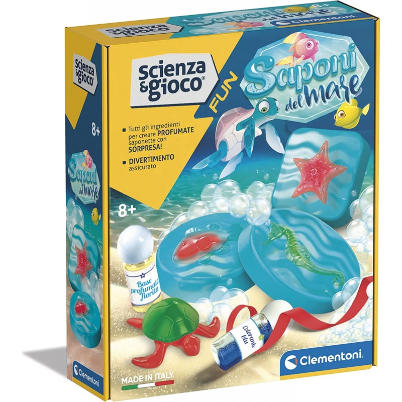 Clementoni Fun - Sea Soaps - Laboratorio saponi, Kit di Scienza per Creare saponette profumate, esperimenti, Gioco scientifico -