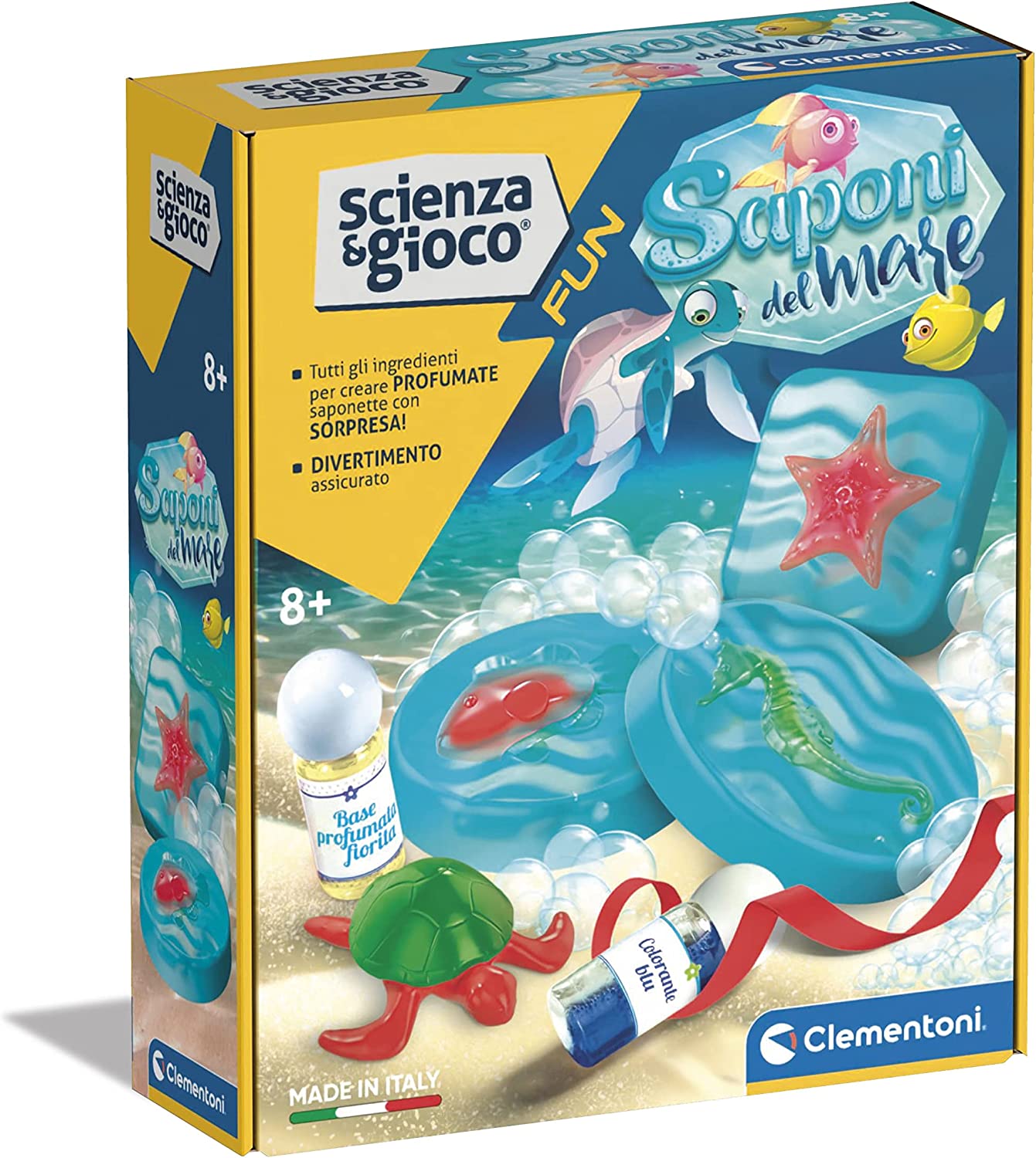 Clementoni Fun - Sea Soaps - Laboratorio saponi, Kit di Scienza per Creare saponette  profumate, esperimenti, Gioco scientifico 