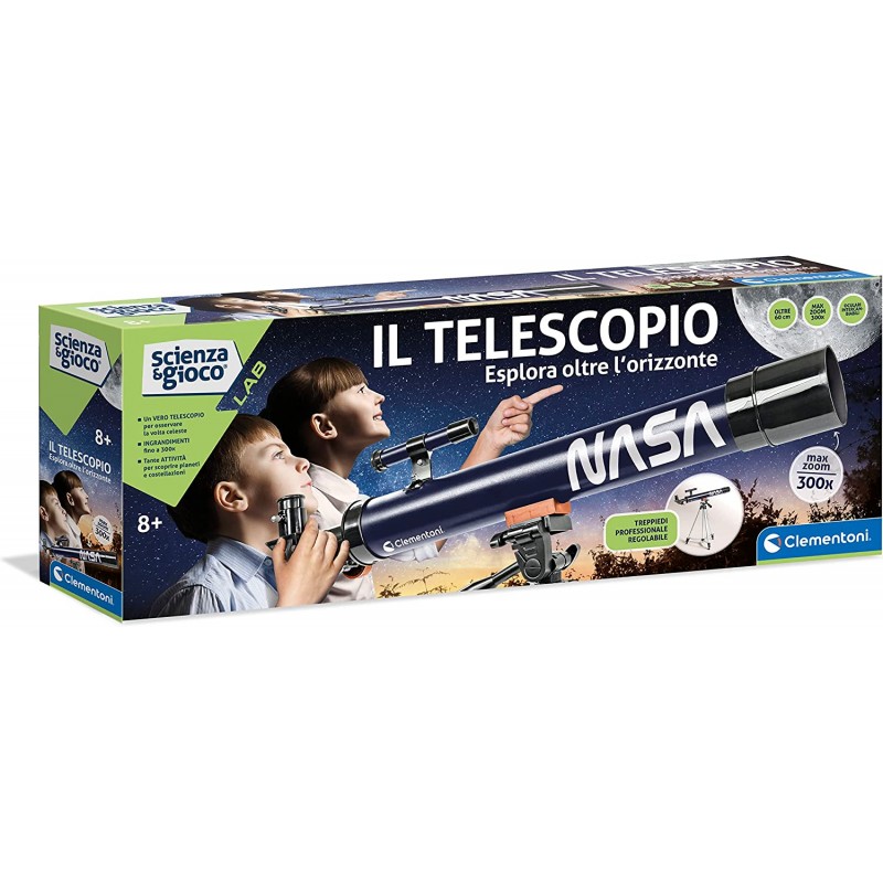 Clementoni - Laboratorio Astronomia, Telescopio Professionale Bambini con Cavalletto, Esperimenti Scienza, Gioco Scientifico - C