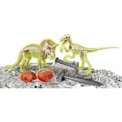 Clementoni - Jurassic World 3 Dominion - Triceratopo e Velociraptor - Dinosauri, Kit Fossili da Scavare E Assemblare, Gioco Scie