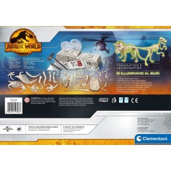 Clementoni - Jurassic World 3 Dominion - Triceratopo e Velociraptor - Dinosauri, Kit Fossili da Scavare E Assemblare, Gioco Scie