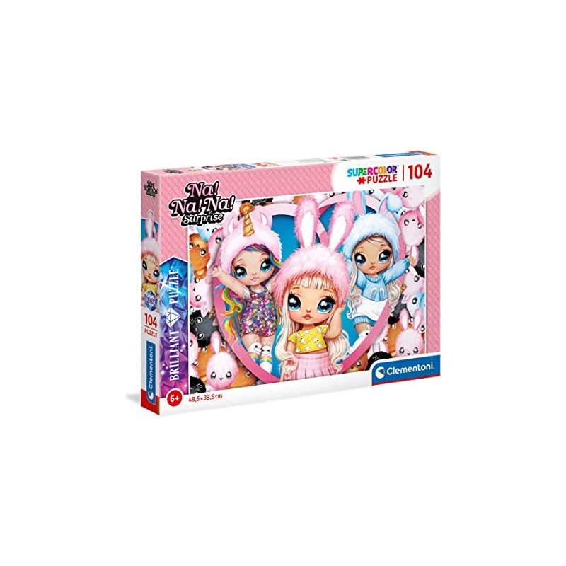 Clementoni Na Surprise Supercolor Brilliant Surprise-104 pezzi-Made in Italy, puzzle bambini 6 anni+, Multicolore, 20185