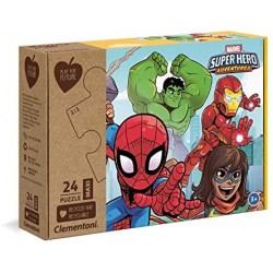Clementoni Play For Future-Marvel Super Hero-24 pezzi-materiali 100% riciclati-Made in Italy, puzzle bambini 3 anni+, 20262