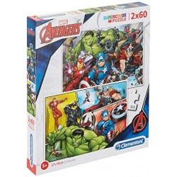 Clementoni 21605-Puzzle Supercolor The Avengers, 2 x 60 pezzi, Multicolore, 21605