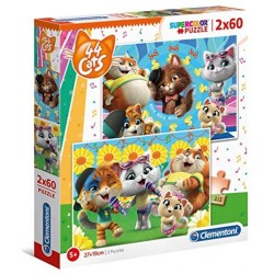 Clementoni- 2 Puzzle da 60 Pezzi, 44 Gatti, 21607