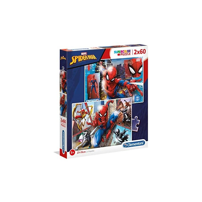 Clementoni 21608 Supercolor Puzzle Spiderman 2x60 Pezzi, Colore Multicolore