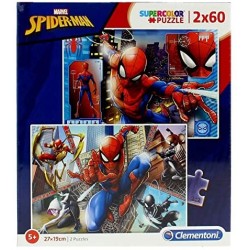Clementoni 21608 Supercolor Puzzle Spiderman 2x60 Pezzi, Colore Multicolore