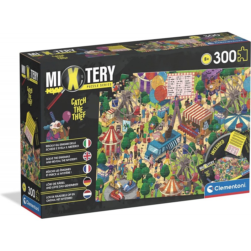 Clementoni - Mystery Puzzle - Catch the Thief - 300 pezzi - puzzle con enigmi da risolvere, puzzle con indovinelli - CL21712