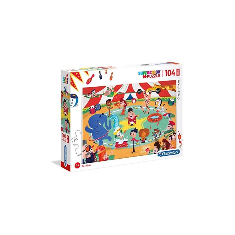 Clementoni- Supercolor Puzzle-Il Circo-104 Pezzi Maxi, Multicolore, 23733