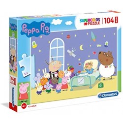 Clementoni Peppa Pig Supercolor Puzzle Pig-104 pezzi Maxi, Multicolore, 23735