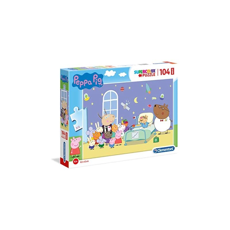 Clementoni Peppa Pig Supercolor Puzzle Pig-104 pezzi Maxi, Multicolore, 23735