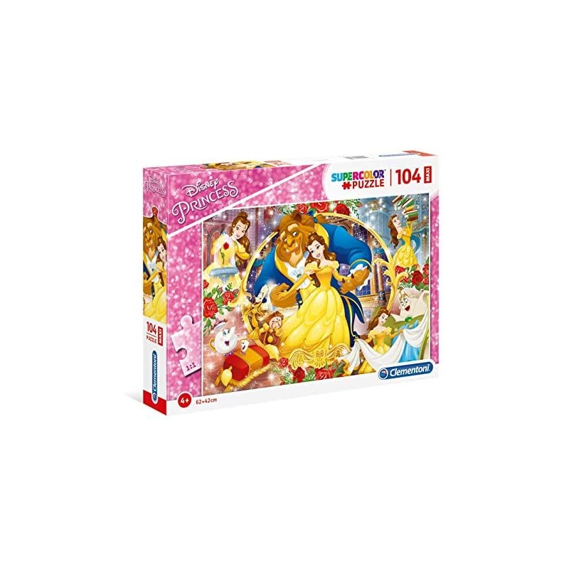 Clementoni - 23745 - Supercolor Puzzle - Disney The Beauty And The Beast - 104 Maxi Pezzi - Made In Italy - Puzzle Bambini 4 Ann