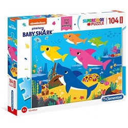 Clementoni - Baby Shark Supercolor Puzzle da 104 Maxi Pezzi - CL23751