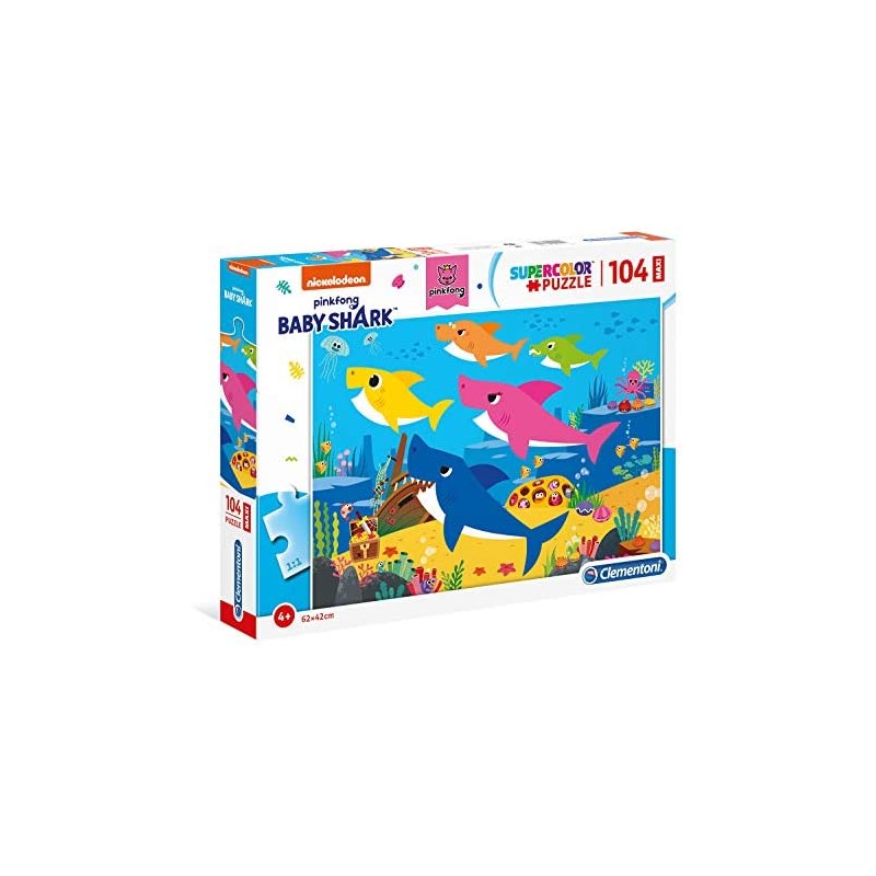 Clementoni - Baby Shark Supercolor Puzzle da 104 Maxi Pezzi - CL23751