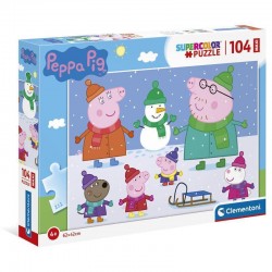 Clementoni Peppa Pig Supercolor Pig 104 maxi pezzi-Made in Italy, puzzle bambini 4 anni+, 23752