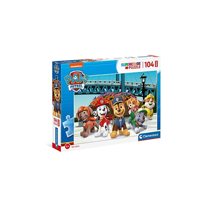 Clementoni- Paw Patrol Supercolor Patrol-2-104 Maxi Pezzi-Made in Italy, Puzzle Bambini 4 Anni+, Multicolore, 23755